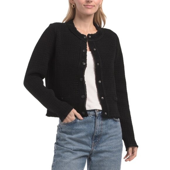 RACHEL ZOE Black Chenille Trim Swearter Jacket - Picture 1 of 2